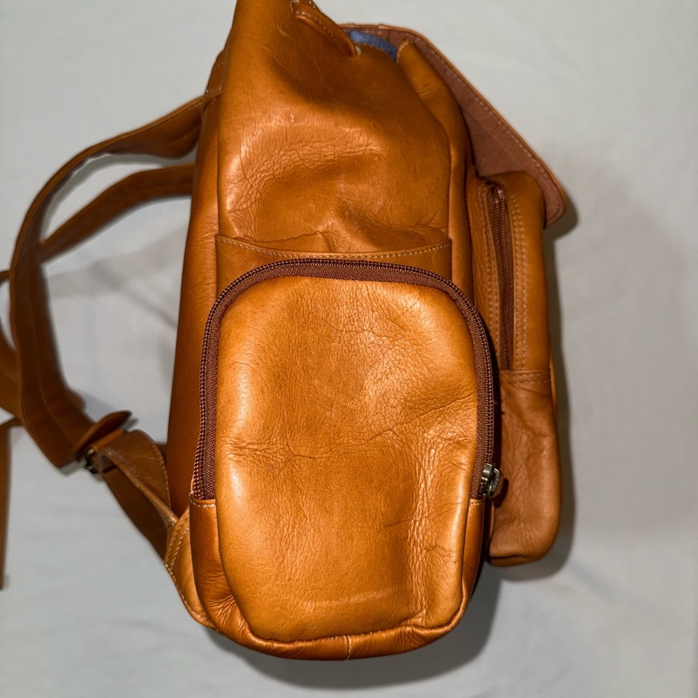 QVC Tan Leather Backpack - Picture 4 of 10